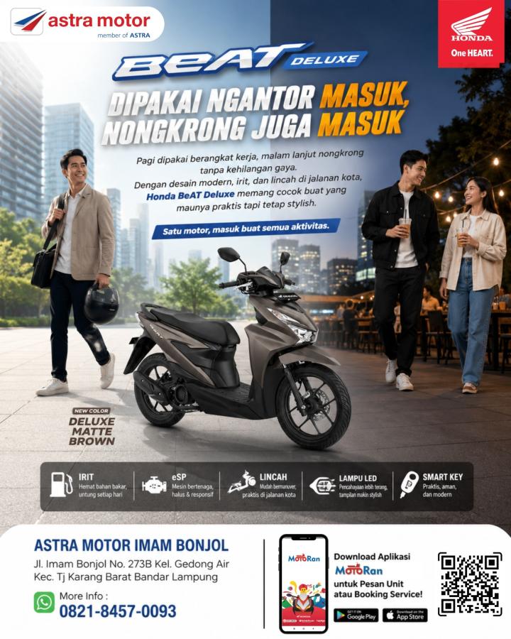 Tampil Stylish Setiap Saat, Astra Motor Imam Bonjol Perkenalkan Warna Baru Honda BeAT Deluxe